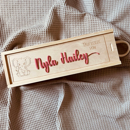 Personalisierte Aufbewahrungsbox für Taufkerzen – Individuelle Kerzenbox mit Namen für unvergessliche Erinnerungen