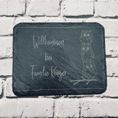 Personalisiertes Haustürschild aus Schiefer | Individuelles Türschild mit Gravur | Handgefertigtes Schiefer-Türschild | Geschenk zum Einzug