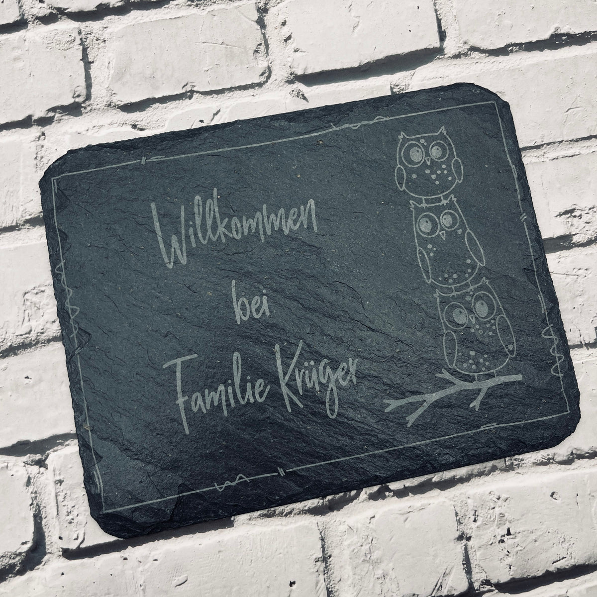 Personalisiertes Haustürschild aus Schiefer | Individuelles Türschild mit Gravur | Handgefertigtes Schiefer-Türschild | Geschenk zum Einzug