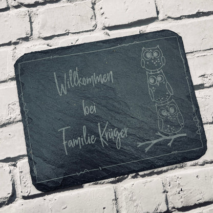 Personalisiertes Haustürschild aus Schiefer | Individuelles Türschild mit Gravur | Handgefertigtes Schiefer-Türschild | Geschenk zum Einzug