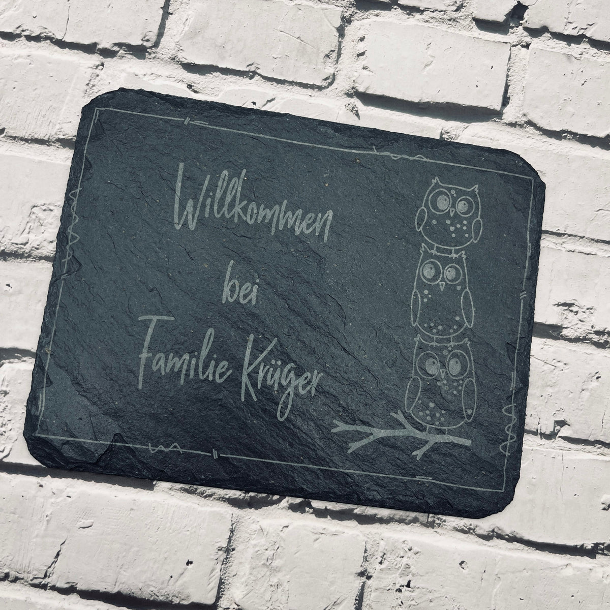 Personalisiertes Haustürschild aus Schiefer | Individuelles Türschild mit Gravur | Handgefertigtes Schiefer-Türschild | Geschenk zum Einzug