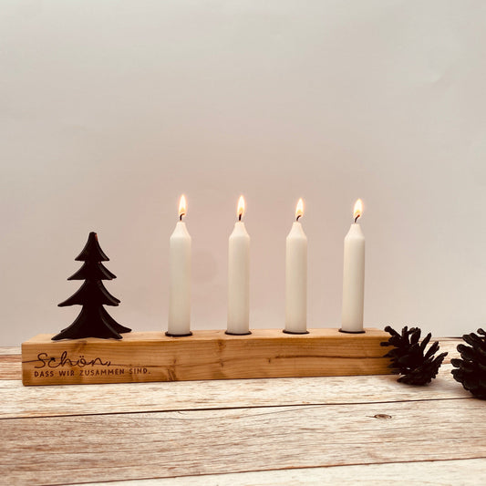 Adventskranz aus Altholz | Kerzenständer mit Tannenbaum für Stabkerzen | Geschenk zur Adventszeit | Holzkranz zu Weihnachten