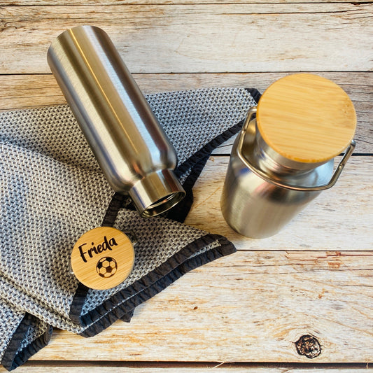 personalisierte Trinkflasche aus Edelstahl für Kinder | Trinkflasche mit Namen | Edelstahl Trinkflasche mit individueller Gravur