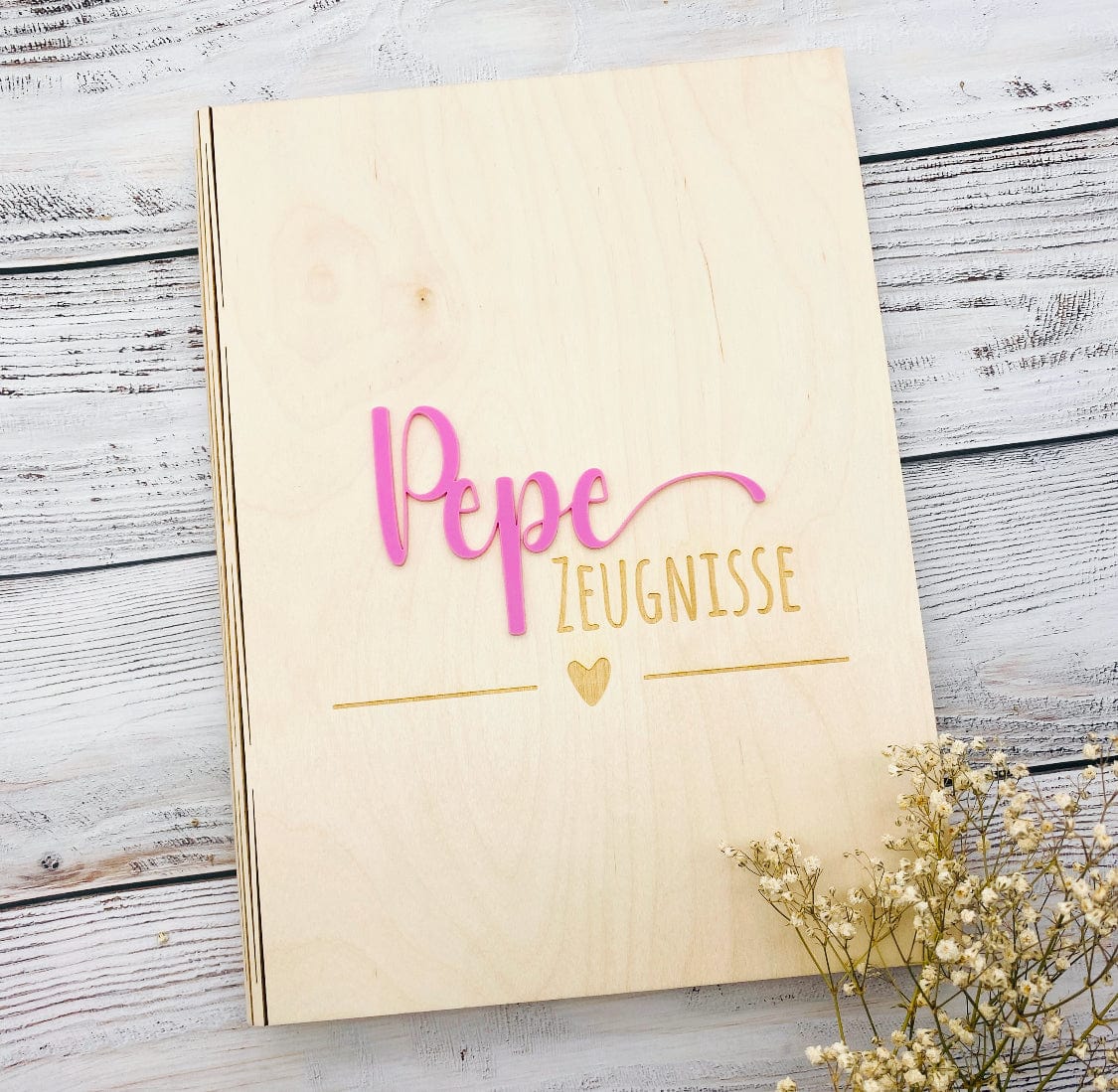 Zeugnismappe personalisiert aus Holz | Geschenk zum Schulstart | Zeugnisordner mit Namen | Einschulungsgeschenk für Mädchen und Jungen