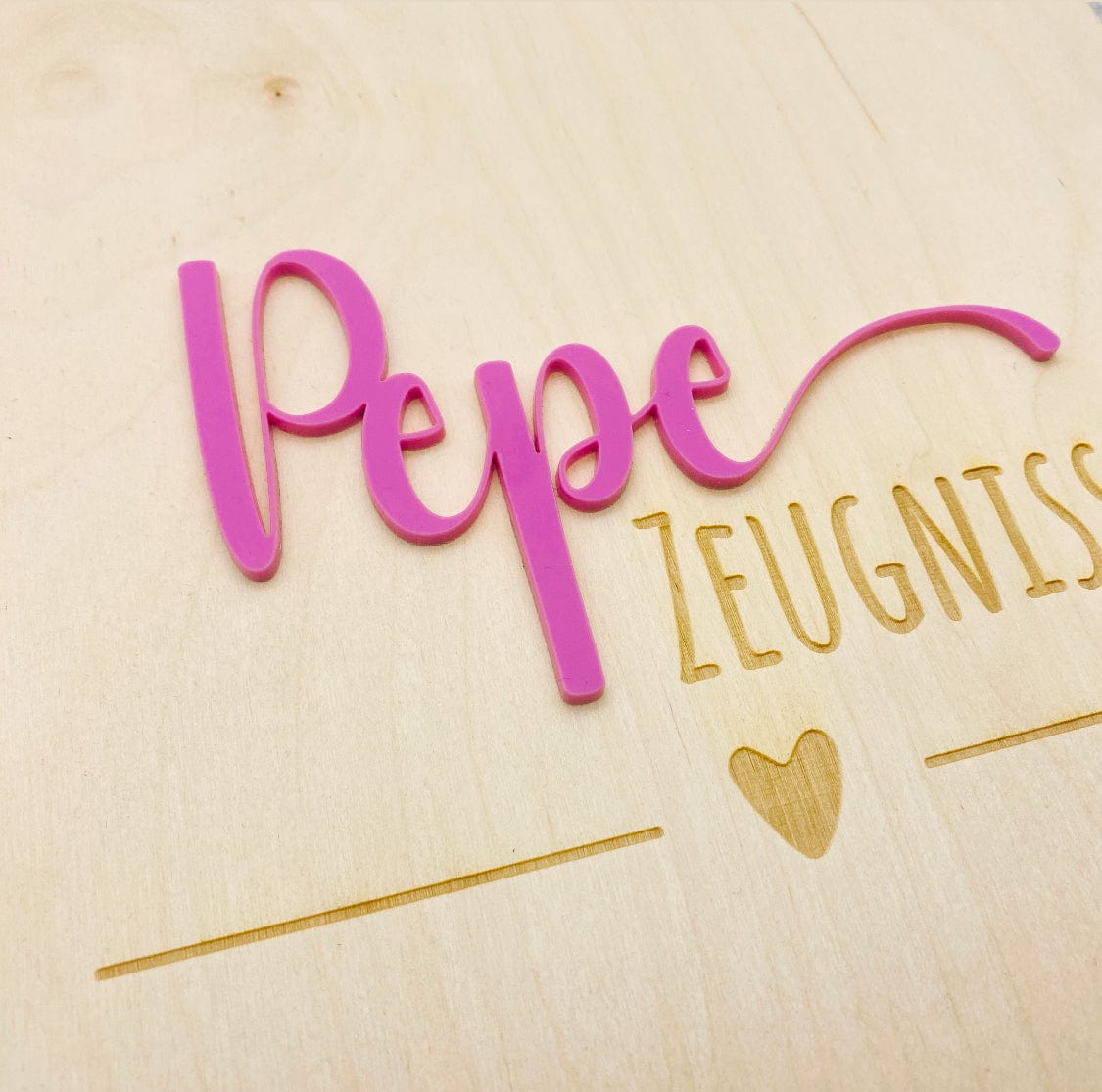 Zeugnismappe personalisiert aus Holz | Geschenk zum Schulstart | Zeugnisordner mit Namen | Einschulungsgeschenk für Mädchen und Jungen