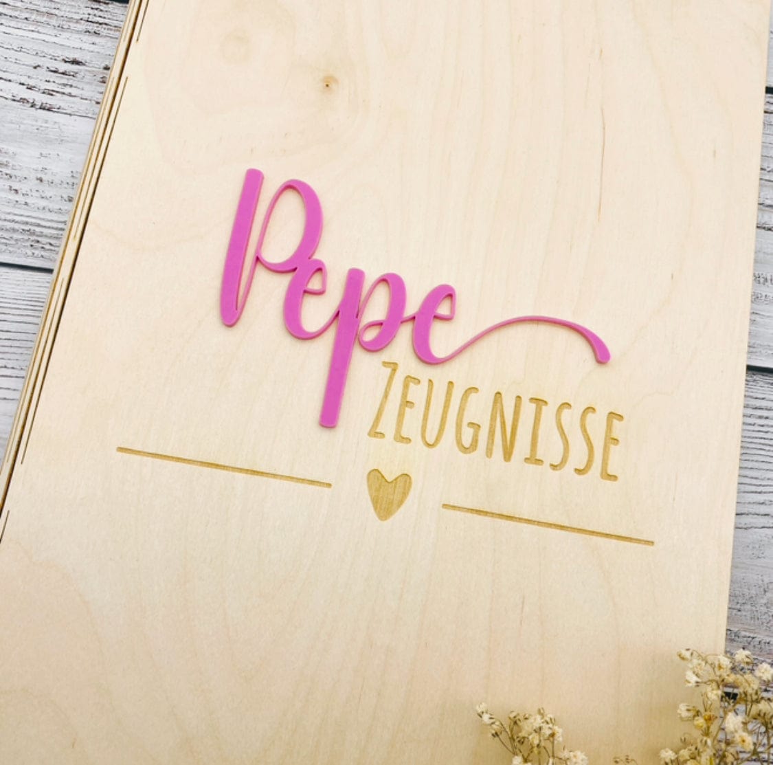 Zeugnismappe personalisiert aus Holz | Geschenk zum Schulstart | Zeugnisordner mit Namen | Einschulungsgeschenk für Mädchen und Jungen