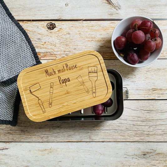 Brotdose Papa | Lunchbox personalisiert | Mepal Edelstahl Brotdose | Brotdose für Erwachsene | Edelstahl Brotbox mit Gravur