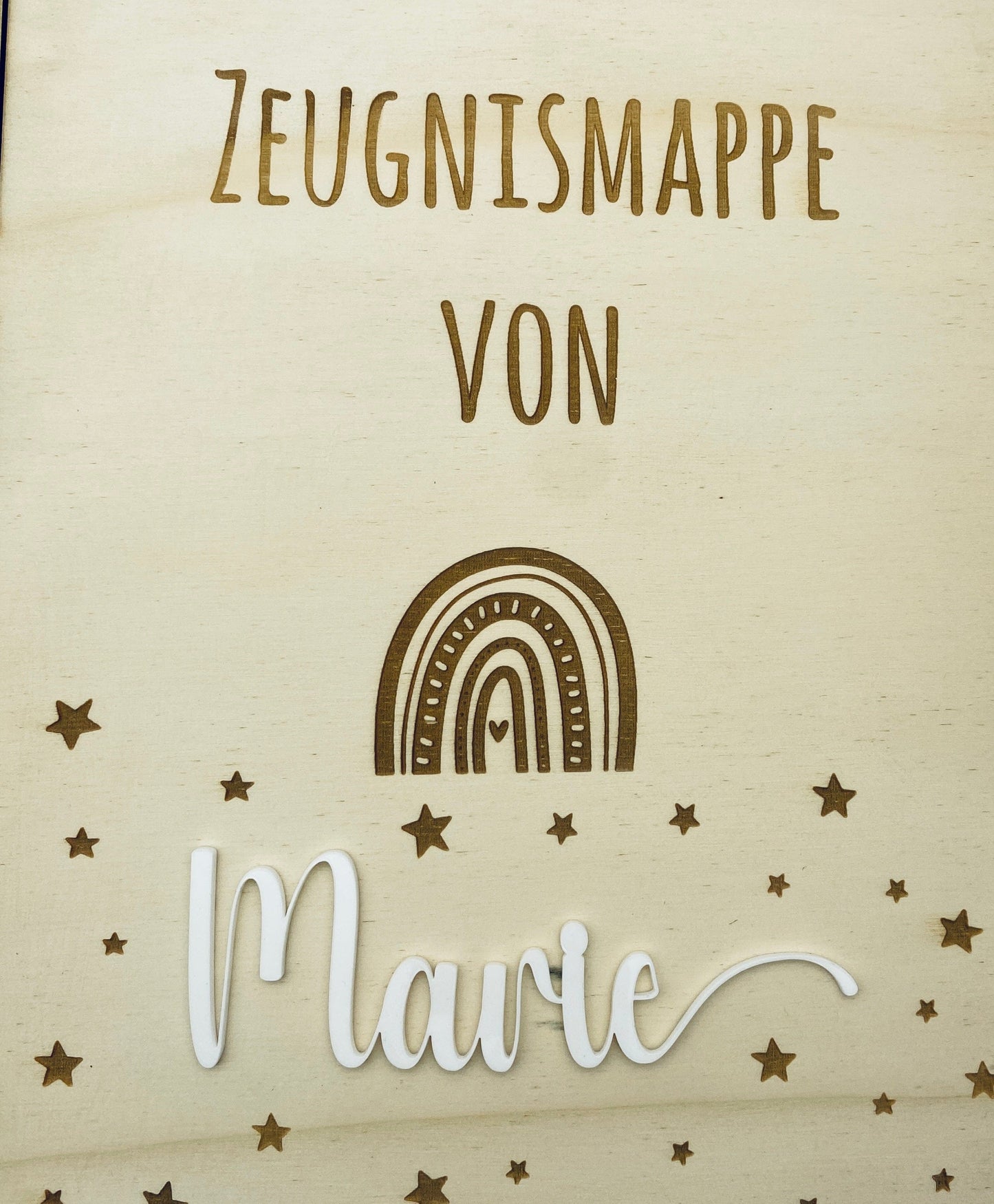 Zeugnismappe personalisiert aus Holz | Geschenk zum Schulstart | Zeugnisordner mit Namen | Einschulungsgeschenk für Mädchen und Jungen