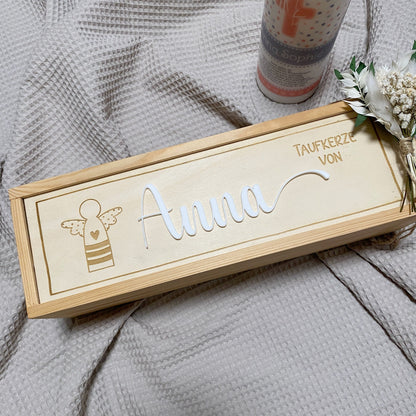 Personalisierte Aufbewahrungsbox für Taufkerzen – Individuelle Kerzenbox mit Namen für unvergessliche Erinnerungen