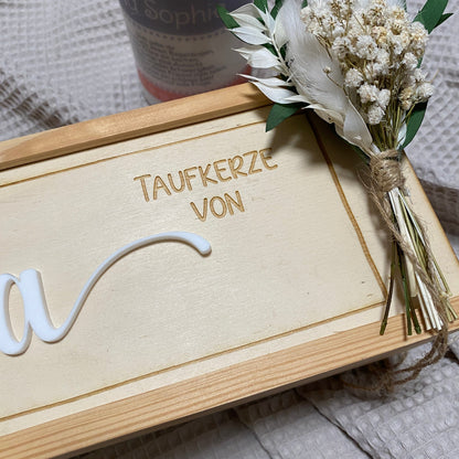 Personalisierte Aufbewahrungsbox für Taufkerzen – Individuelle Kerzenbox mit Namen für unvergessliche Erinnerungen