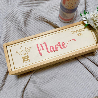 Personalisierte Aufbewahrungsbox für Taufkerzen – Individuelle Kerzenbox mit Namen für unvergessliche Erinnerungen