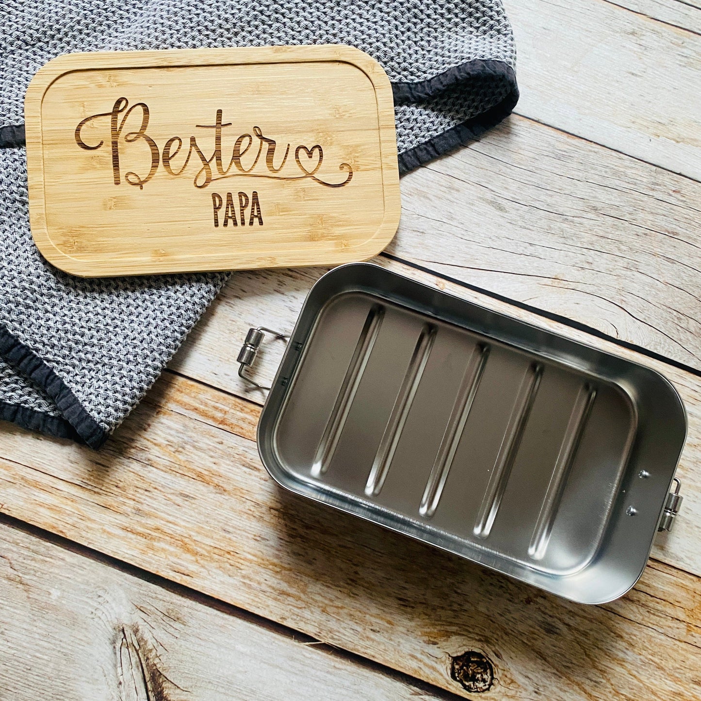 Brotdose Papa | Lunchbox personalisiert | Mepal Edelstahl Brotdose | Brotdose für Erwachsene | Edelstahl Brotbox