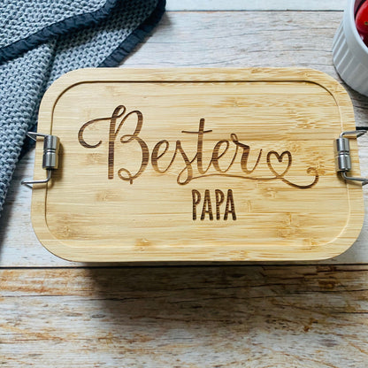 Brotdose Papa | Lunchbox personalisiert | Mepal Edelstahl Brotdose | Brotdose für Erwachsene | Edelstahl Brotbox