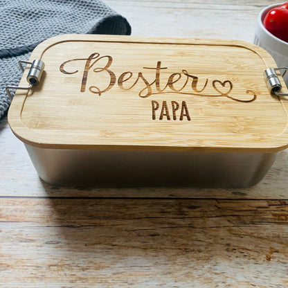 Brotdose Papa | Lunchbox personalisiert | Mepal Edelstahl Brotdose | Brotdose für Erwachsene | Edelstahl Brotbox