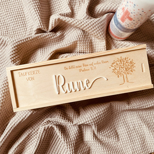 Personalisierte Aufbewahrungsbox für Taufkerzen – Individuelle Kerzenbox mit Namen für unvergessliche Erinnerungen