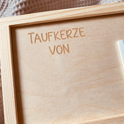 Personalisierte Aufbewahrungsbox für Taufkerzen – Individuelle Kerzenbox mit Namen für unvergessliche Erinnerungen