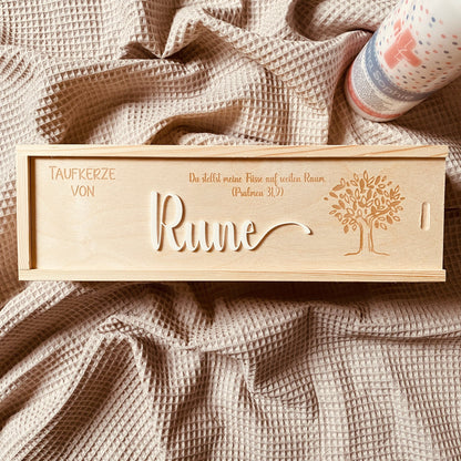 Personalisierte Aufbewahrungsbox für Taufkerzen – Individuelle Kerzenbox mit Namen für unvergessliche Erinnerungen