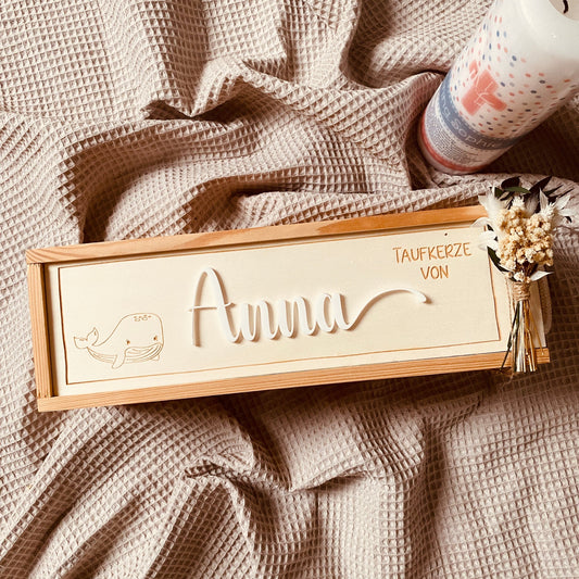 Personalisierte Aufbewahrungsbox für Taufkerzen – Individuelle Kerzenbox mit Namen für unvergessliche Erinnerungen