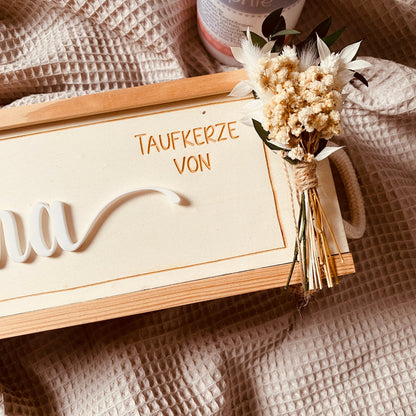 Personalisierte Aufbewahrungsbox für Taufkerzen – Individuelle Kerzenbox mit Namen für unvergessliche Erinnerungen