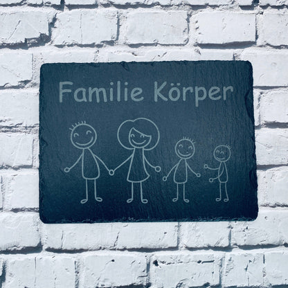 Personalisiertes Haustürschild aus Schiefer | Individuelles Türschild mit Gravur | Handgefertigtes Schiefer-Türschild | Geschenk zum Einzug