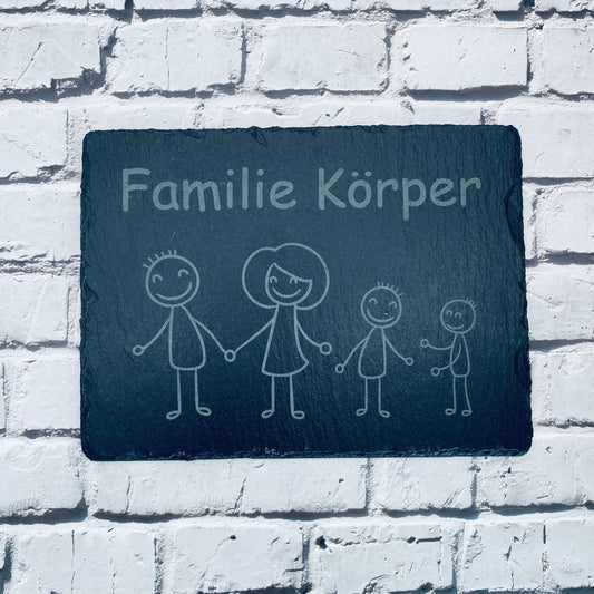 Personalisiertes Haustürschild aus Schiefer | Individuelles Türschild mit Gravur | Handgefertigtes Schiefer-Türschild | Geschenk zum Einzug