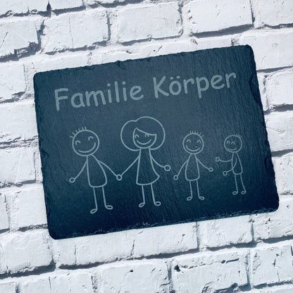 Personalisiertes Haustürschild aus Schiefer | Individuelles Türschild mit Gravur | Handgefertigtes Schiefer-Türschild | Geschenk zum Einzug