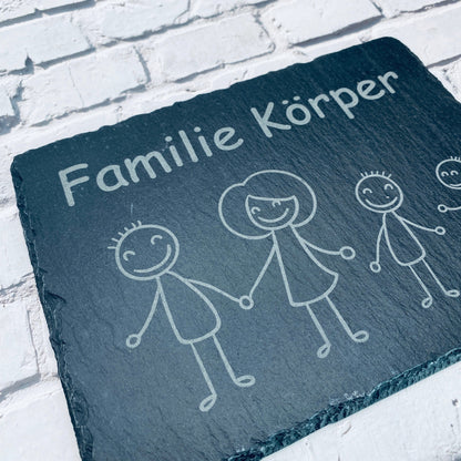 Personalisiertes Haustürschild aus Schiefer | Individuelles Türschild mit Gravur | Handgefertigtes Schiefer-Türschild | Geschenk zum Einzug