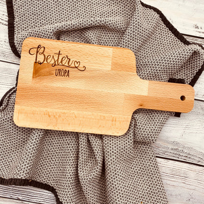 Personalisierte Geschenke für Opa – Schneidebrett Holz mit Gravur "Bester Uropa"