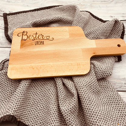 Personalisierte Geschenke für Opa – Schneidebrett Holz mit Gravur "Bester Uropa"