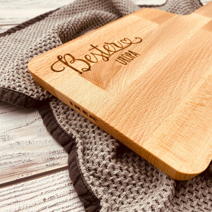 Personalisierte Geschenke für Opa – Schneidebrett Holz mit Gravur "Bester Uropa"