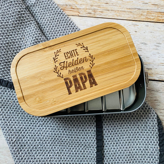 Brotdose Papa | Lunchbox personalisiert | Mepal Edelstahl Brotdose | Brotdose für Erwachsene | Edelstahl Brotbox mit Gravur