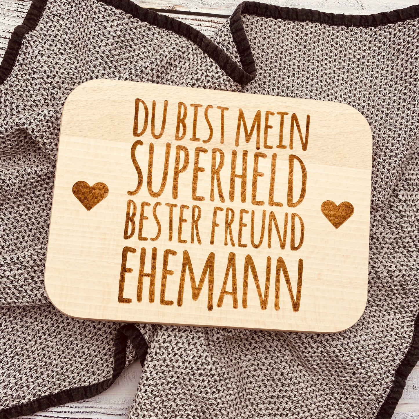 Holzbrett mit Gravur – Geschenk für Ehemann „Du bist mein Superheld, bester Freund“ – personalisiertes Deko-Schild Liebe & Partnerschaft