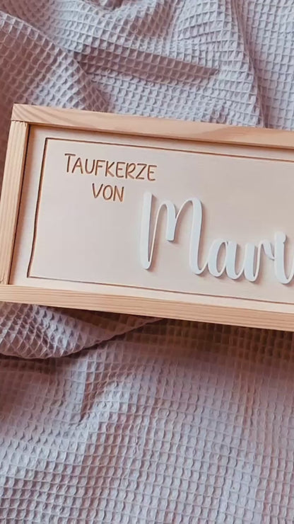 Personalisierte Aufbewahrungsbox für Taufkerzen – Individuelle Kerzenbox mit Namen für unvergessliche Erinnerungen