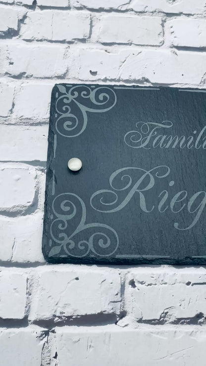 Personalisiertes Haustürschild aus Schiefer | Individuelles Türschild mit Gravur | Handgefertigtes Schiefer-Türschild | Geschenk zum Einzug