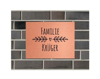 Türschild personalisiertes Haustürschild Klingelschild Kupfer