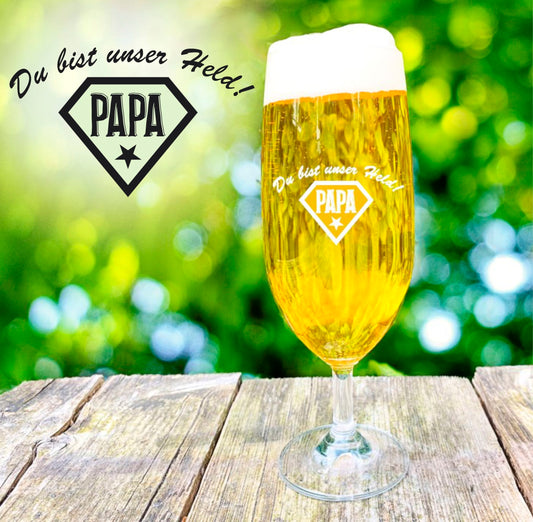 Bierglas Papa mit personalisierter Gravur Pilstulpe