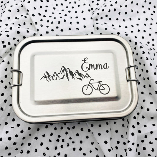 Brotdose personalisierte Lunchbox Berge Wandern Fahrrad