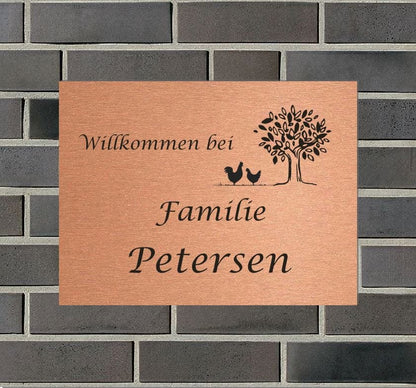 Türschild personalisiertes Haustürschild Klingelschild Kupfer