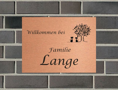 Türschild personalisiertes Haustürschild Klingelschild Kupfer