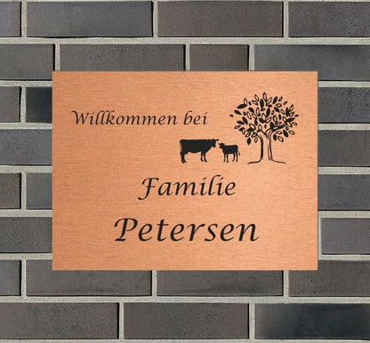 Türschild personalisiertes Haustürschild Klingelschild Kupfer