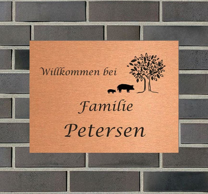 Türschild personalisiertes Haustürschild Klingelschild Kupfer