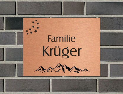 Türschild personalisiertes Haustürschild Klingelschild Kupfer