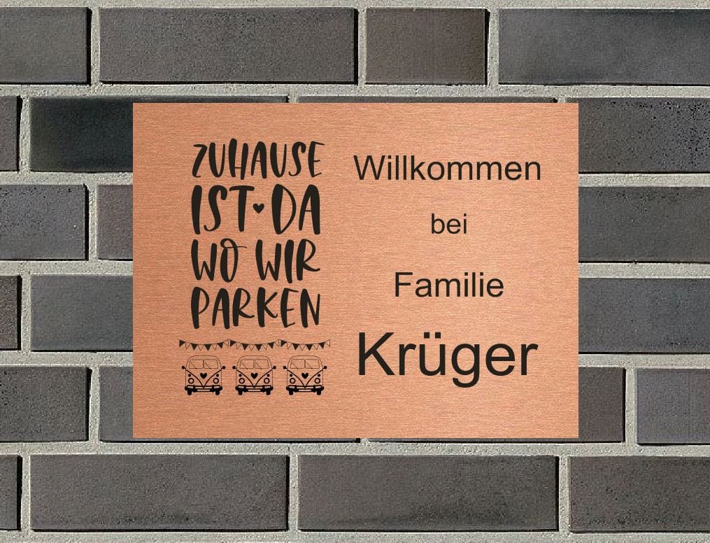 Türschild personalisiertes Haustürschild Klingelschild Kupfer