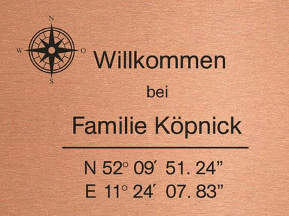 Türschild personalisiertes Haustürschild Klingelschild Kupfer