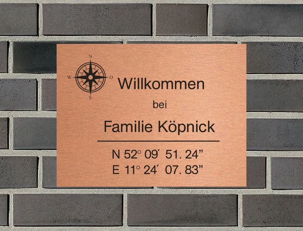 Türschild personalisiertes Haustürschild Klingelschild Kupfer