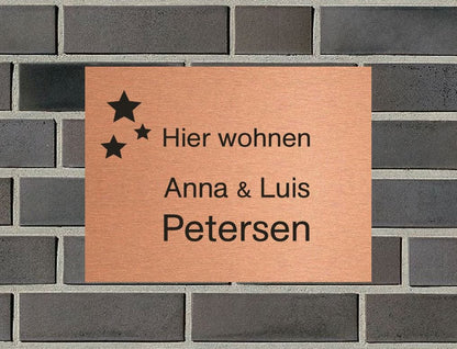 Türschild personalisiertes Haustürschild Klingelschild Kupfer