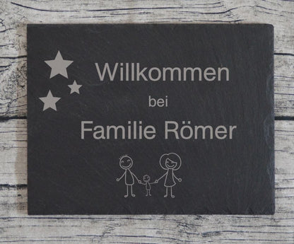 Türschild personalisiertes Haustürschild aus Schiefer