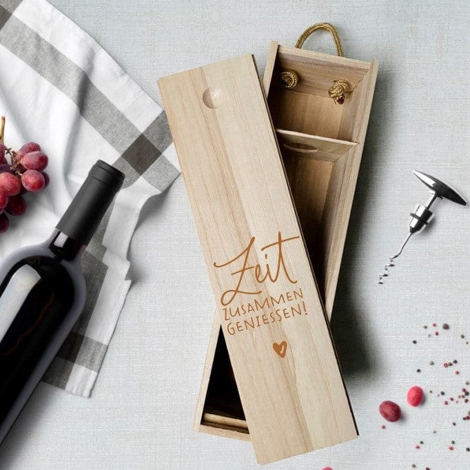 Weinbox mit Gravur | Weinkiste Geschenk individuell gestalten | Weinbox als Hochzeitsgeschenk | Weinpräsent Holzoptik